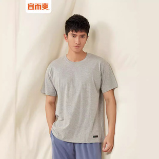 Yiershuang cotton men's round neck loose thin old shirt loose short-sleeved shirt casual cotton