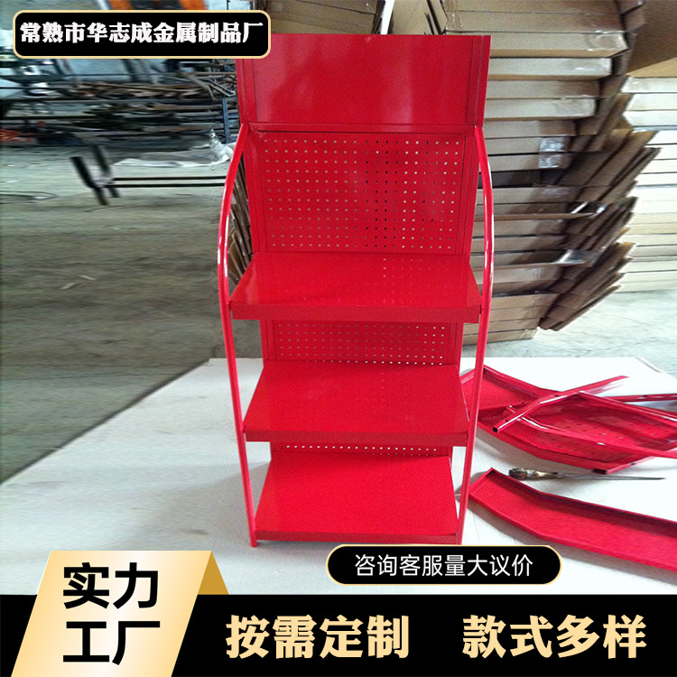 展示架红色喷塑多层板架超市展示架货架陈列厂家直销好安装机油