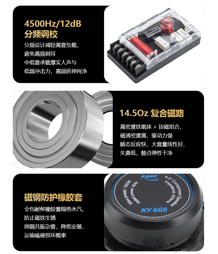 Car Audio System 6.5inch Set of Speakers 25-Core Asv High-Power Tweeter Speakers for Car Door Audio Modification