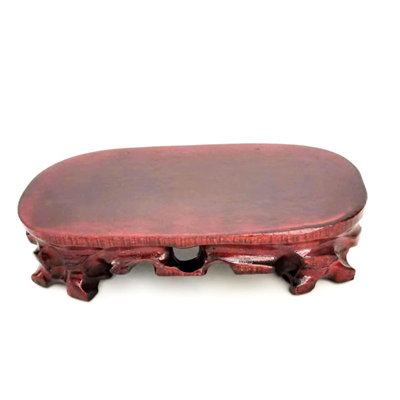 Oval-Shaped Wooden Base for Vases, Stone, and Jade Ornaments, New Chinese-Style Wooden Stand, Cross-Border Hot-Selling Support