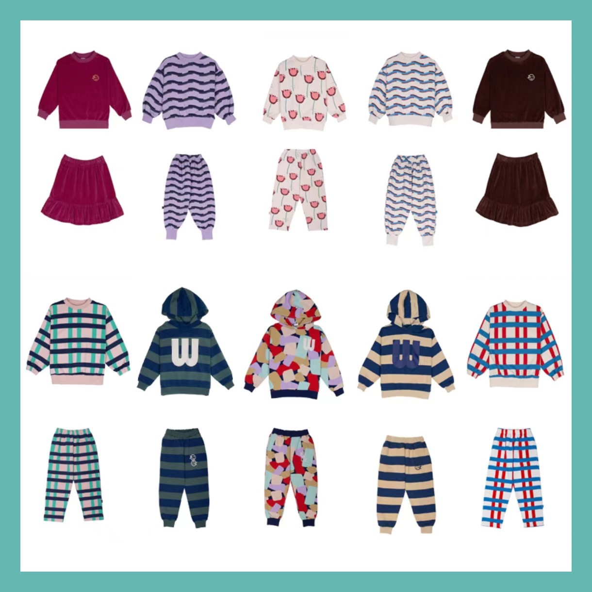 24秋冬WYN加绒卫衣卫裤套装男女童加厚打底衫中大童打底衫上衣SHJ