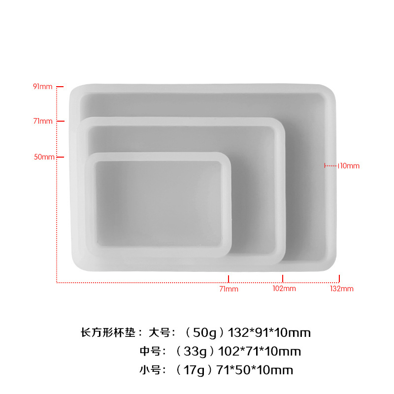 Cristal epoxi molde de silicona nube en forma de corazón ovalado cuadrado largo posavasos bandeja yeso epoxi molde al por mayor