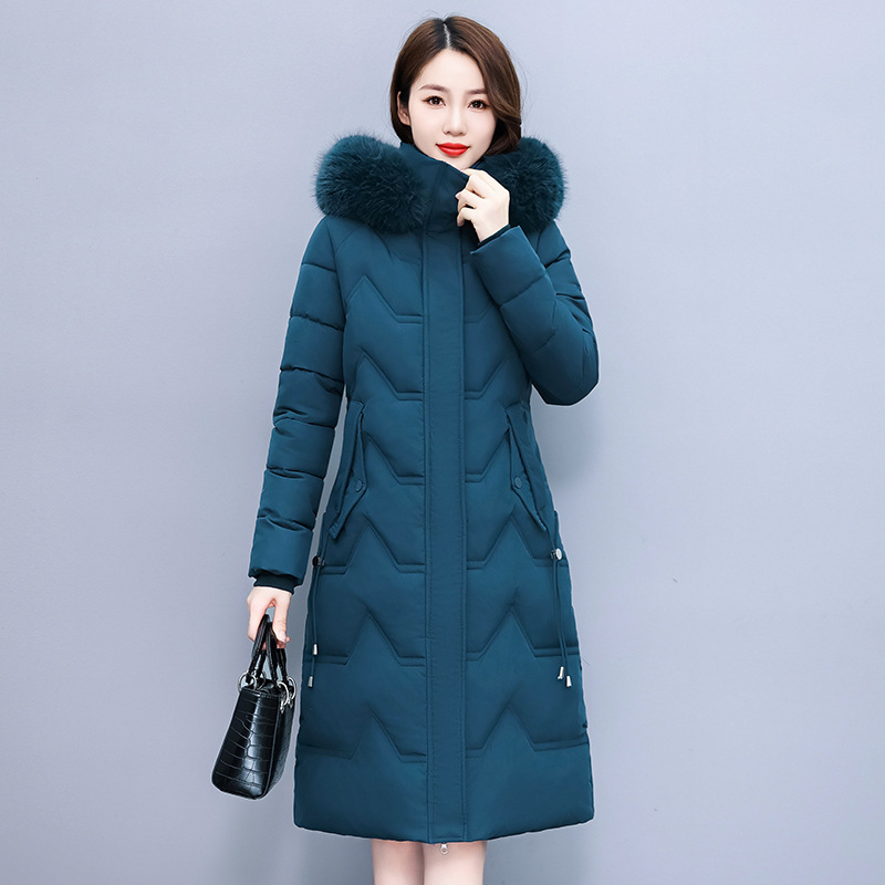 Down cotton-padded jacket women's mid-length new winter thick hooded large fur collar cotton-padded jacket women's Korean-style slim-fit cotton-padded jacket Down cotton-padded jacket women's mid-length new winter thick hooded large fur collar cotton-padded jacket women's Korean-style slim-fit cotton-padded jacket