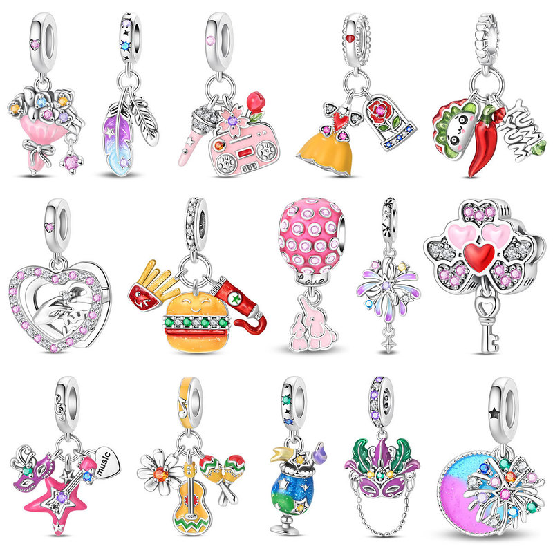 New Original Bead Music Dance Party Pendant Fashion Charm Suitable for Pan's Bracelet DIY Copper Silver-Plated New Original Bead Music Dance Party Pendant Fashion Charm Suitable for Pan's Bracelet DIY Copper Silver-Plated