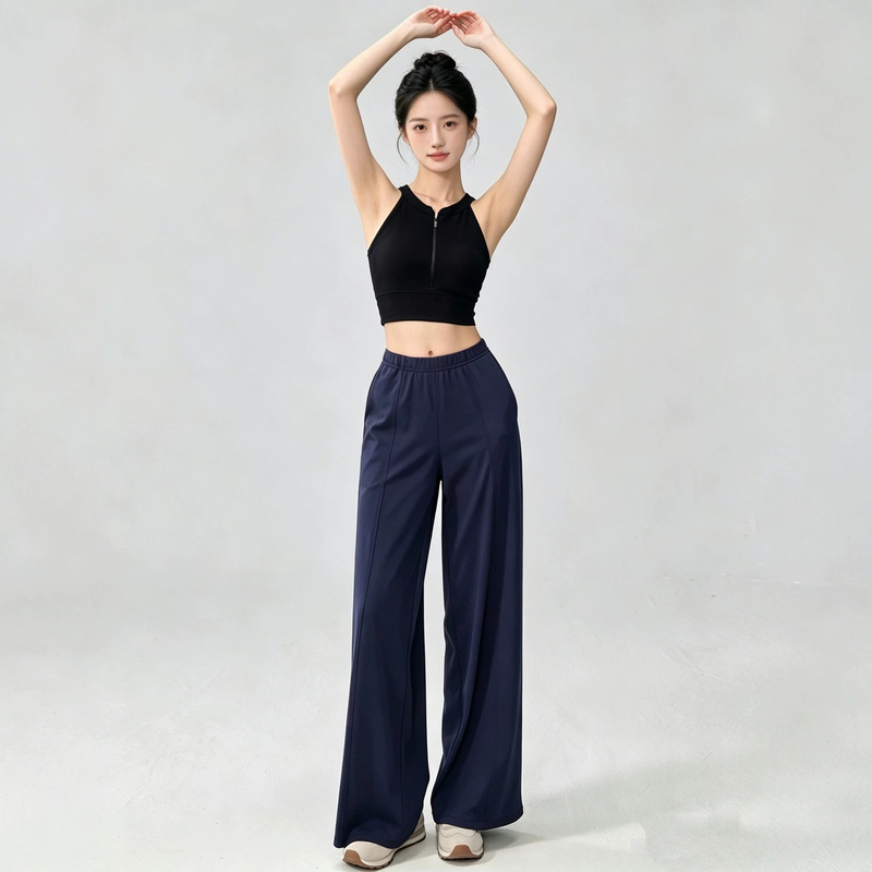 Loose Slimming Sports Pants for Women, High-Waisted Straight-Leg Yoga Pants, New Style Running, Pilates, Training, and Fitness Pants