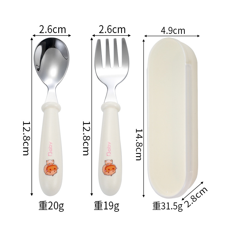 304 portátil de acero inoxidable cuchara para niños Tenedor vajilla bebé comiendo cuchara Tenedor traje madre bebé regalo personalización