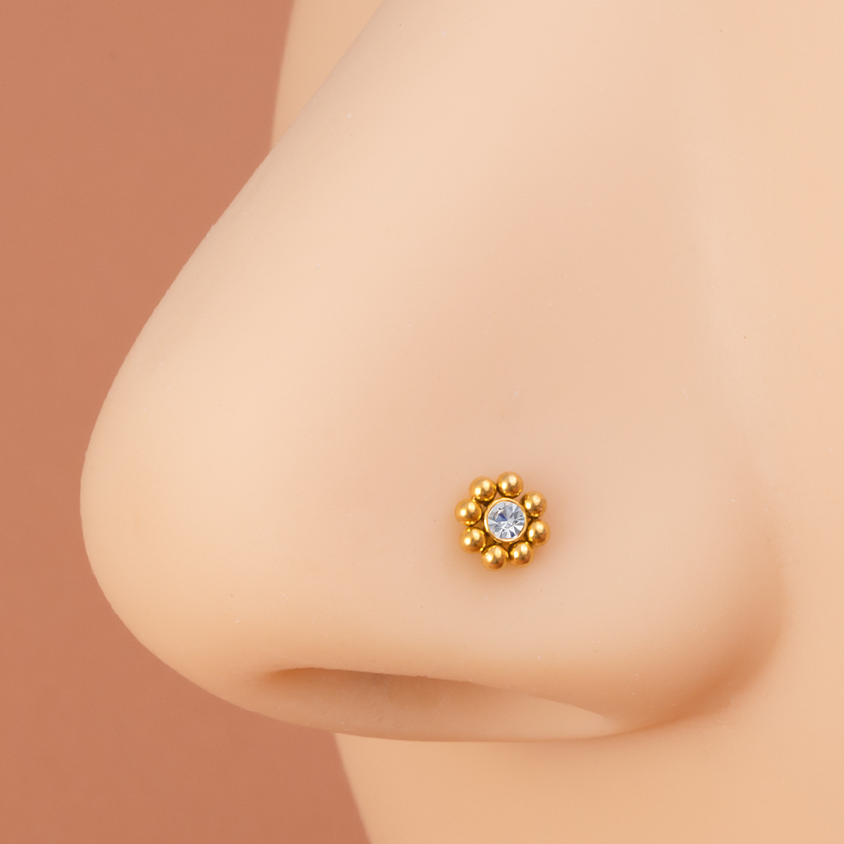 Piercing nez tournesol bicolore en acier inoxydable_voghion.com