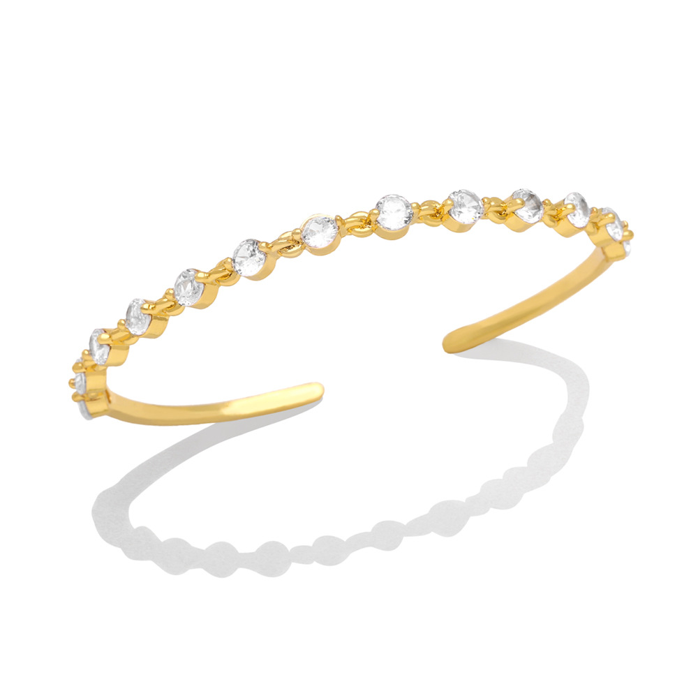 Fashion Round Copper Plating Inlay Zircon Bangle 1 Piece