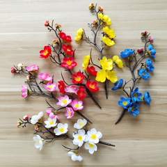 梅の花の枝の中国式の梅の桃の花の偽の花の家の装飾の置物の祝寿のケーキのプラグインの10個は国境を越えます。