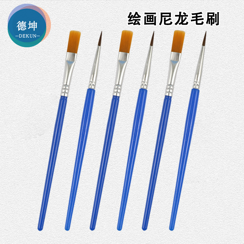 Factory wholesale painting brush plastic rod acrylic pigment Digital Oil Brush children painted nylon wool brush