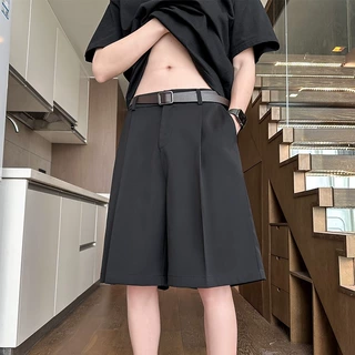 垂感冰丝西装短裤男夏季薄款宽松大码凉感速干透气休闲五分裤2024