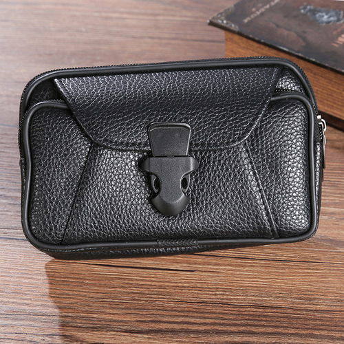 Pu leather waist bag 6.5 inch 7 inch men's fashion belt mobile phone case hanging bag multi-functional belt mobile phone bag wholesale
