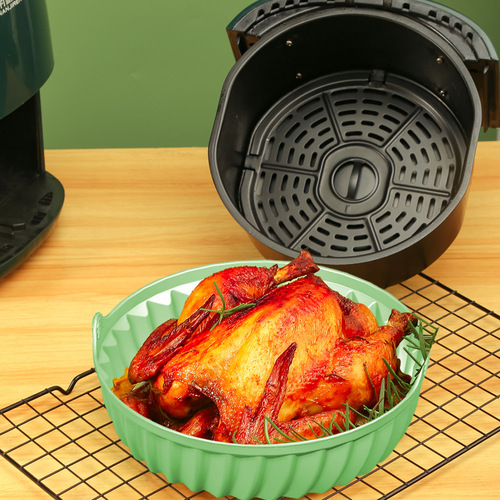 Cross-border silicone air fryer mat, grill pan fryer mat lined with non-stick, easy to clean, high temperature resistant round baking mat