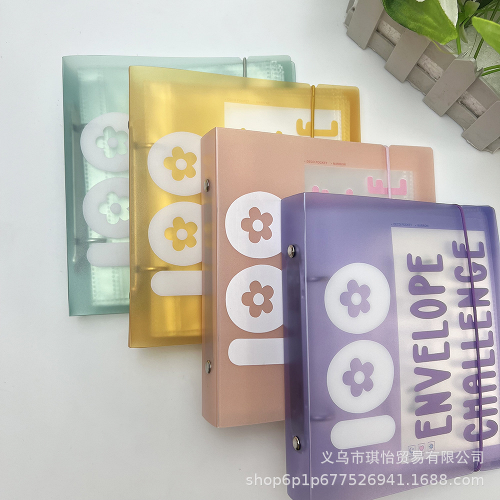 Nuevo Desafío de Ahorro de 100 sobres transfronterizos Cubierta de carpeta A5 personalizada pequeño clip de sobre Carpeta de ahorro