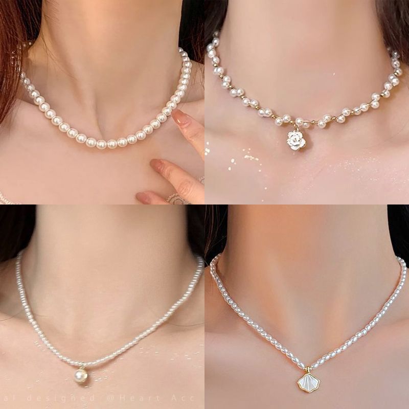 Pearl necklace, French style light luxury, minimalist design, elegant neck chain, pearl necklace for women, pearl necklace.