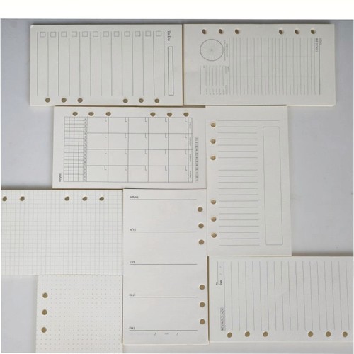 A5A6 six-hole loose-leaf notebook notebook with rice yellow Daolin paper inner core horizontal lines square month Sunday plan inner page