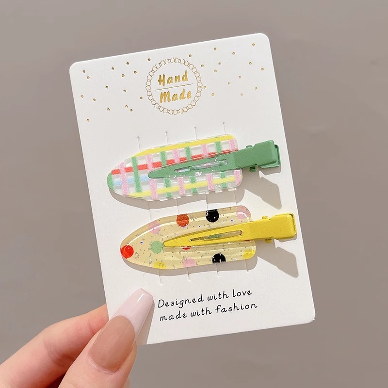 Clip de pelo de verano colorido lindo sin marcas clip de pelo de laterales mujeres frente clip de pelo de boca de pato clip de pelo de niños toque de pelo