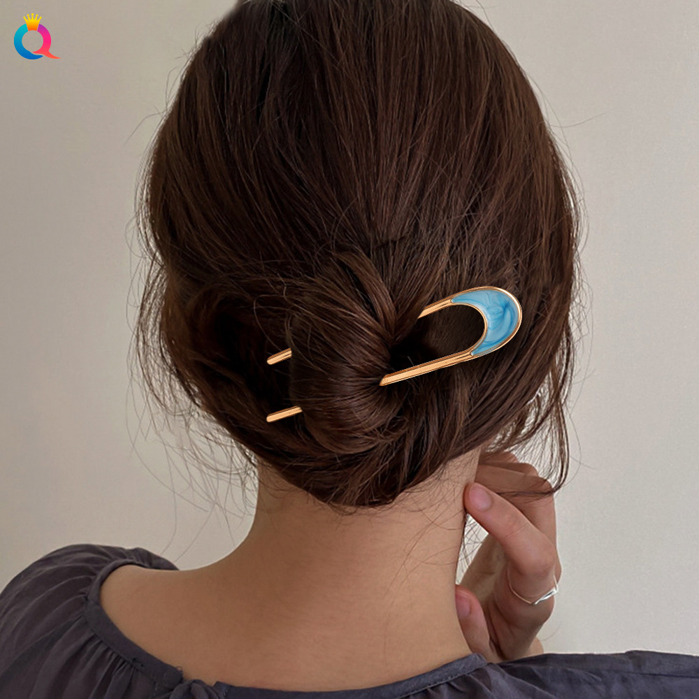 Simple Style U Shape Alloy Enamel Hairpin 1 Piece display picture 2
