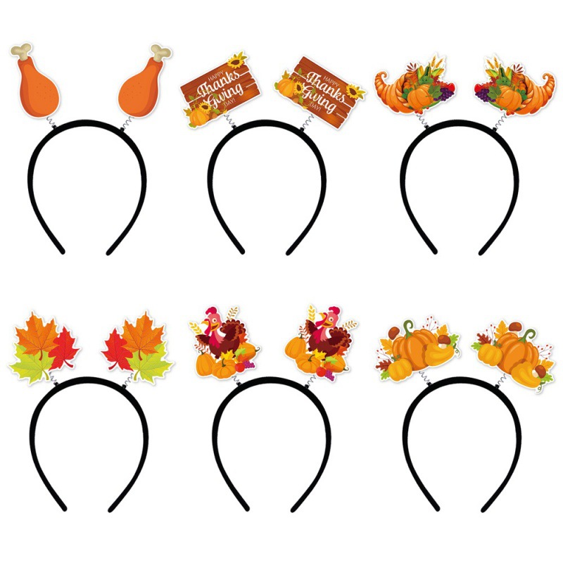 Suministro directo de fábrica de diadema de Acción de Gracias, accesorios para fotos, decoración de otoño de Acción de Gracias, accesorios para el cabello, diadema de calabaza y pavo