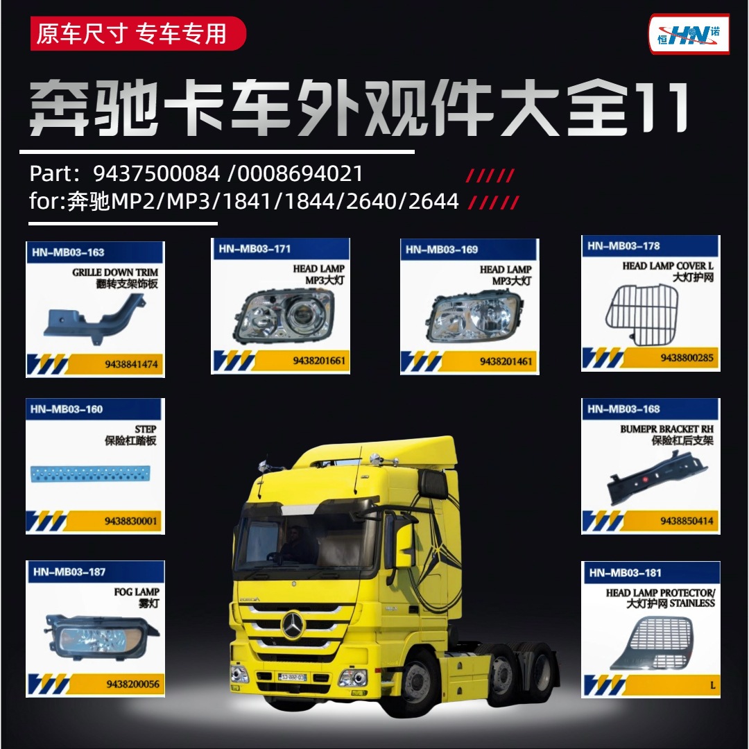 Para accesorios de mantenimiento de camiones Mercedes-Benz cilindro de aire libre / deflector cubierta pedal fender tira cubierta de la batería