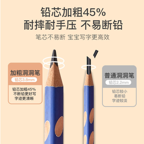 Selected】Coarse Rod Hole Hole Pencil Student HB Pencil Correction Pencil Laser Engraved Pencil Pencil Primary School Thick Hole