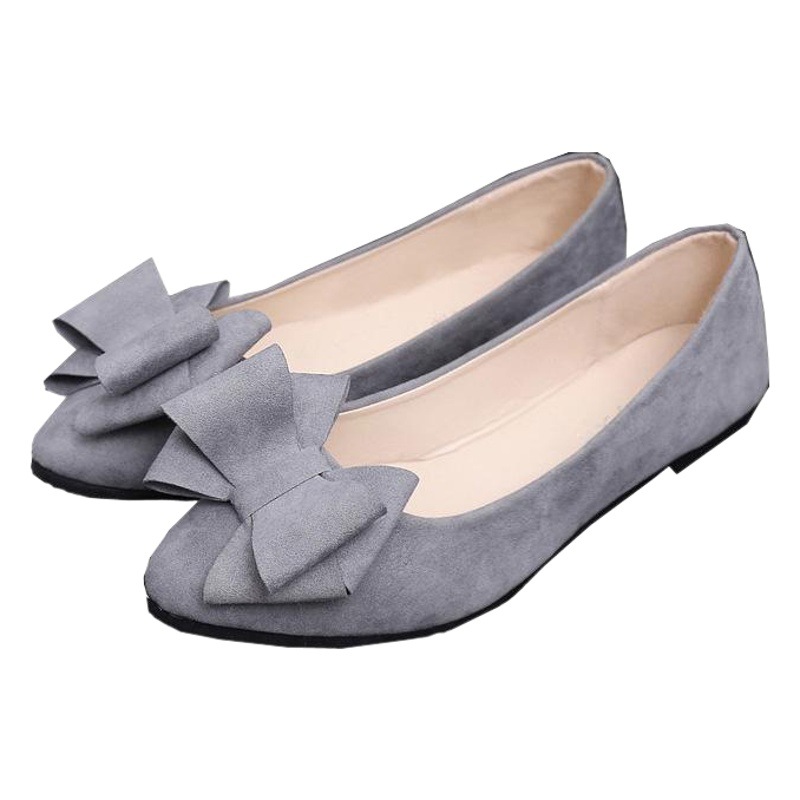 Zapatos casuales de una sola capa para mujer 2023 primavera nuevo arco tacón bajo color sólido punta puntiaguda boca baja zapatos planos mujeres