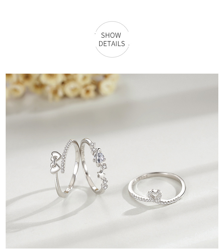 Daily, Date Occasion 925 Sterling Silver Zircon Heart Shape Rings