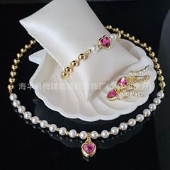 Shijia lmber ラブパールネックレスシリーズライト高級ハイエンドブレスレットイヤリングハート型セットクロスボーダージュエリー