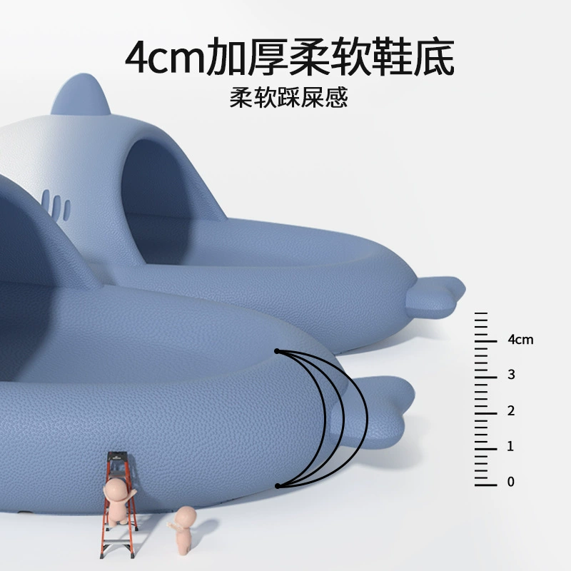 Platform Shark Slippers (Shark), summer funny slide, 4 cm platform, gradient colors