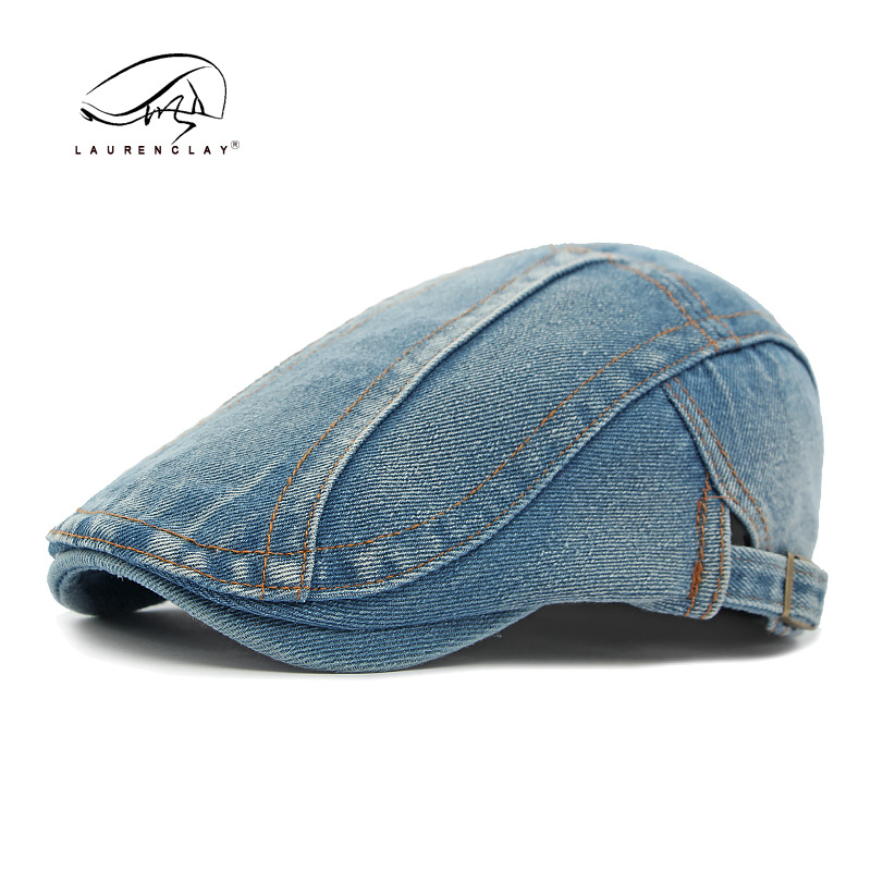 Béret rétro unisexe pour hommes et femmes, casquette en denim délavé, tendance_voghion.com
