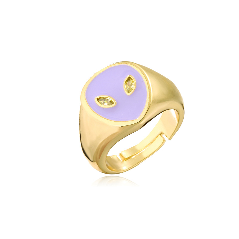 copper dripping oil alien shape open ring wholesale jewelry Nihaojewelry