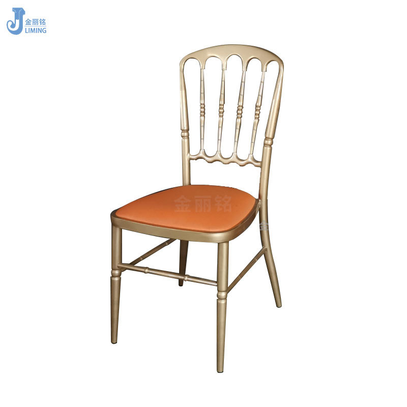 Silla de comedor de hotel al por mayor de fábrica Silla de banquete Europea Silla de comedor Salón de hotel Silla de bambú de metal Silla de Castillo