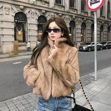 【上东老钱】定染中古整皮兔毛毛皮草外套女翻领短款2025秋冬大衣
