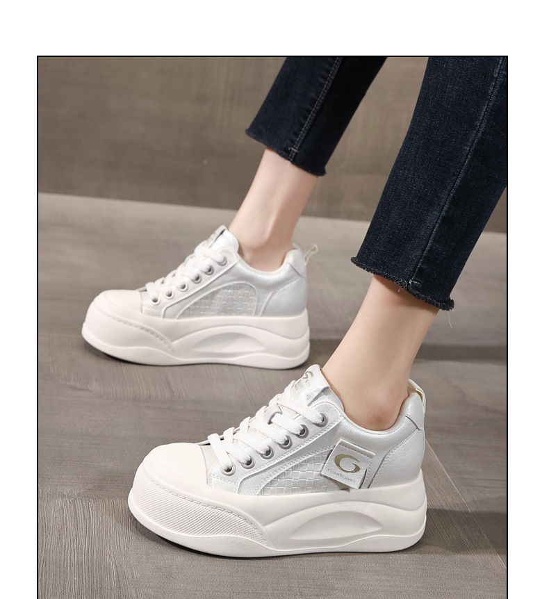 Giày sneaker nữ đế dày tăng chiều cao phong cách Hàn Quốc, đế xốp mềm thoải mái — Xám ngọc trai chi tiết 10
