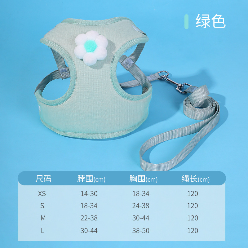 Cuerda de tracción para gatos para evitar que se libere y salga, cuerda para pasear al perro tipo chaleco ajustable, flor en forma de I, pecho y espalda para mascotas