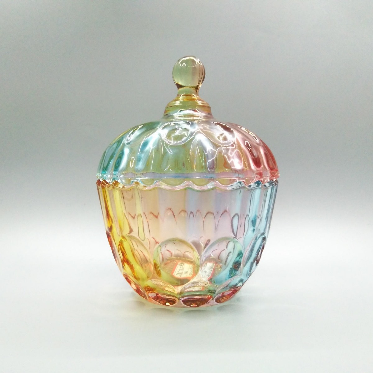 批发彩色琉璃炫彩玻璃珠点糖缸糖果罐储物罐带盖零食罐收纳罐