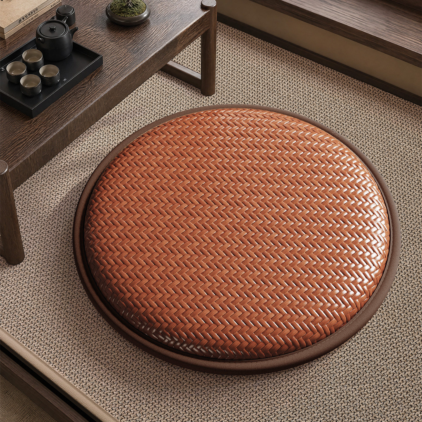 Tatami futon almohadilla de meditación almohadilla de meditación suelo balcón ventana flotante tela de caña almohadilla de asiento hogar cojín frío