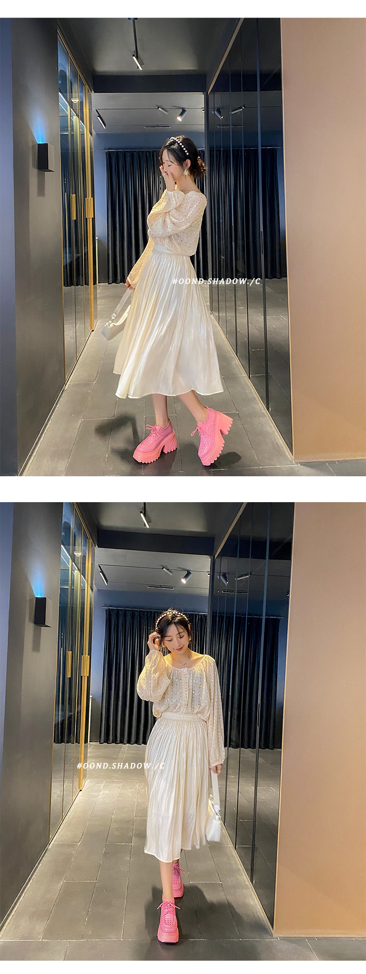 Sandal nữ cao gót đế xuồng da thật hở mũi buộc dây — màu đen, màu hồng, màu trắng ngà, màu vàng chi tiết 11