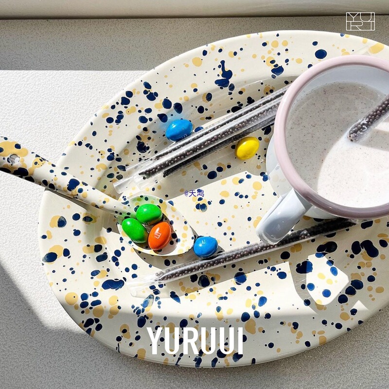 [Designer] American Splash Enamel Bubble Series Dinner Plate Cereal Bowl Tableware