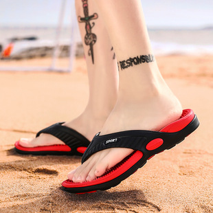 Extra Large Size 46 Size Cross-Border Breathable Beach Shoes Massage Bottom Flip-Flops Men's Slippers One-Line Sandals Export Sandals