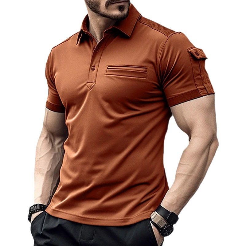 2023 Трансграничная Европа-Европа Летняя распродажа Amazon POLO рубашка карманная мужская мышечная спортивная рубашка поло