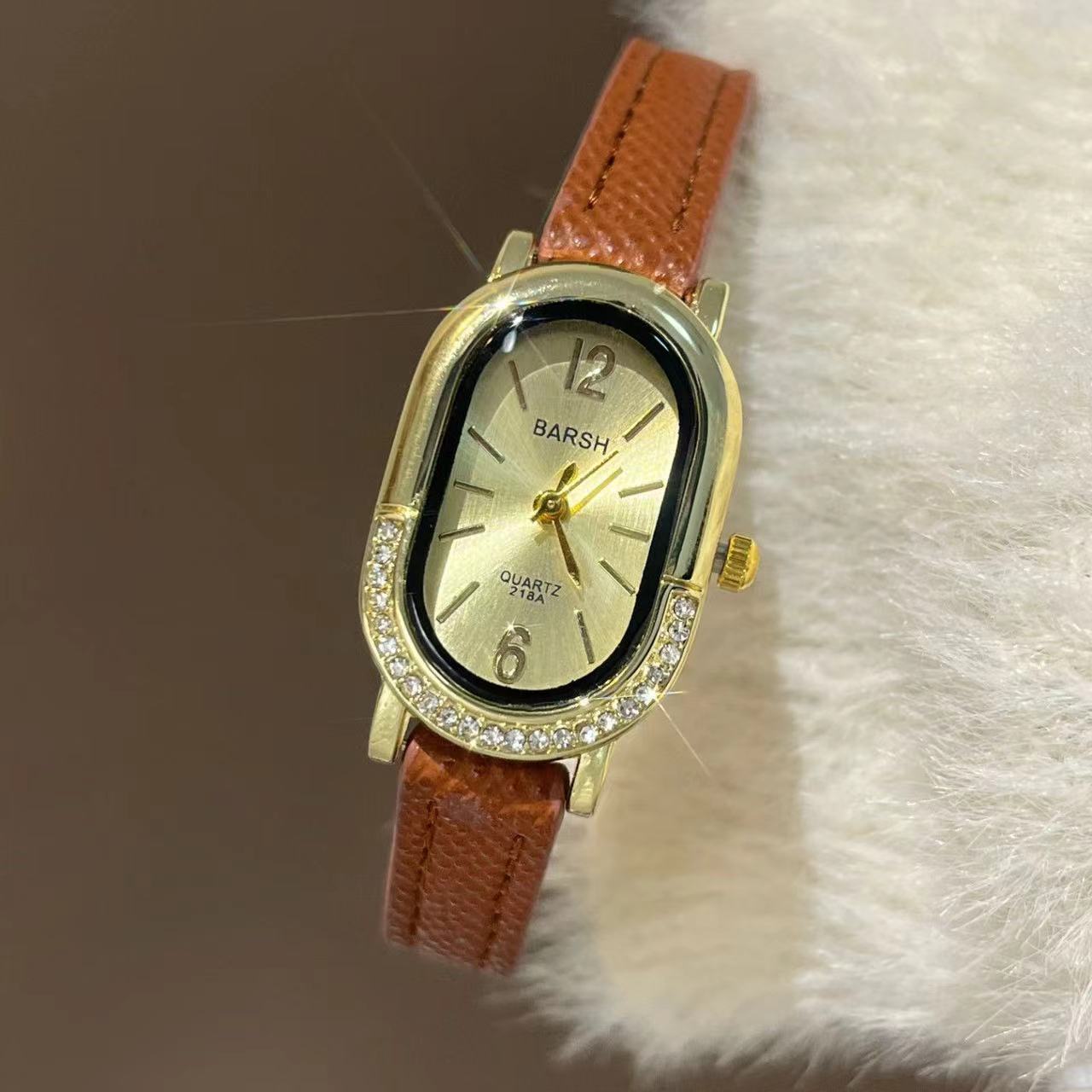 Rectangular Diamond-Encrusted Fashionable Women's Watch, Women's Watch, Niche, High-End, Light Luxury, Exquisite, Medieval Southeast Asian Style