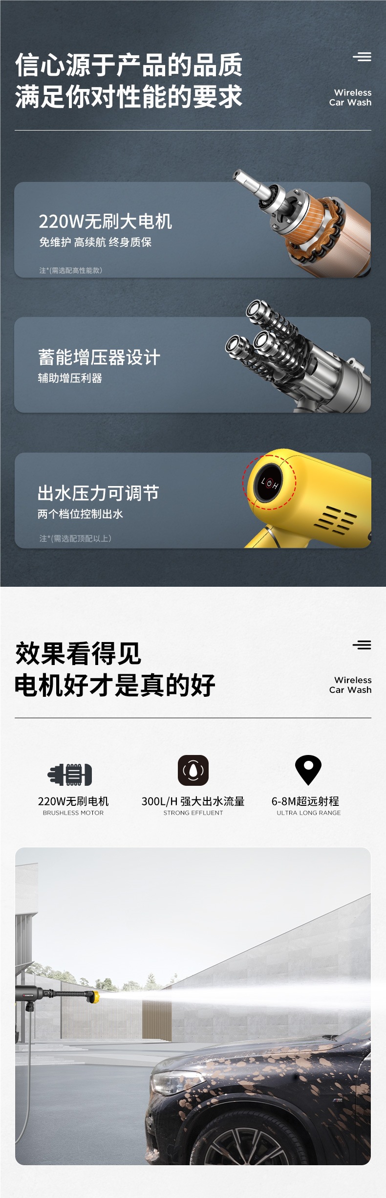 Chigo Wireless Car Washing Machine High-Pressure Household Car Washing Water Gun High-Power Lithium Battery Cleaning Artifact Super Supercharged Grab