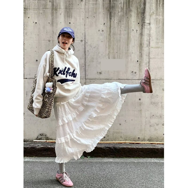 White Cake Skirt Women's Half-Length Skirt Spring, Summer, Autumn 2026 New High-Waisted A-Line Ballet Style Elegant Puffy Long Skirt