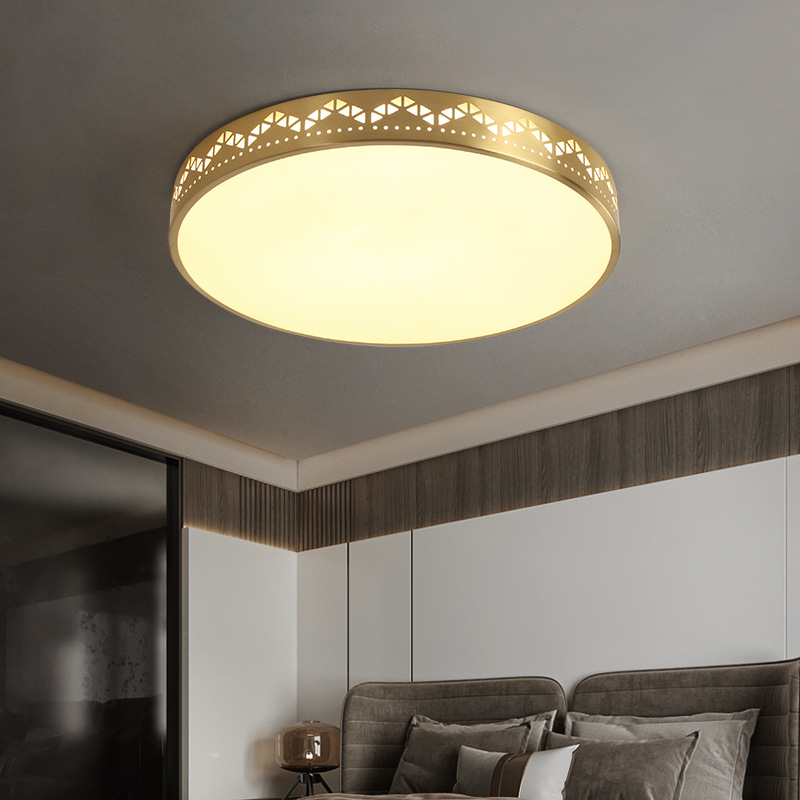 Moon Shadow Creative Geometric Full Copper Ceiling Lamp Simple Modern Dining Room Round Nordic Bedroom LEDCeiling Lamp