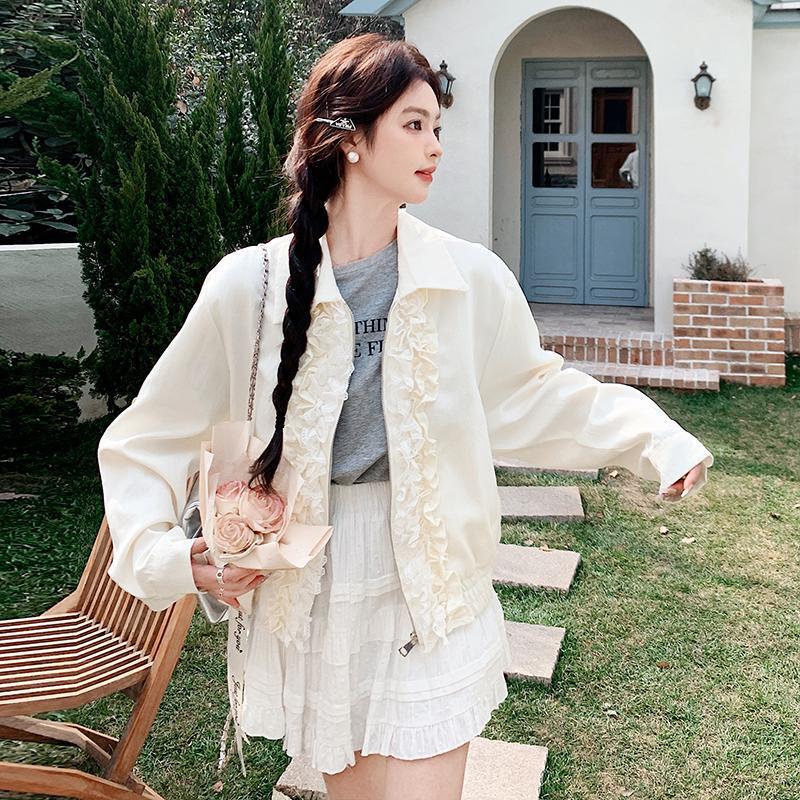 Real Shot of White Lace-Trimmed Jacket for Women, Spring 2026 New Style, Gentle and Super Pretty, Sweet and Casual Short Jacket