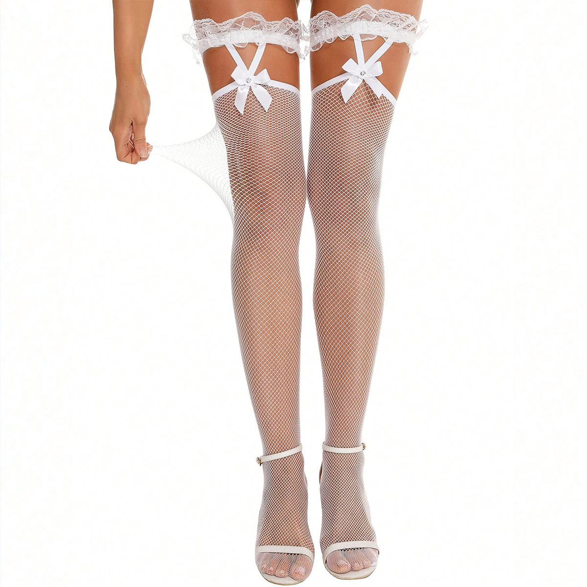 Yue Butterfly Erotic Medias de encaje Amazon sobre la rodilla sexy arco pasión seducción damas DL03