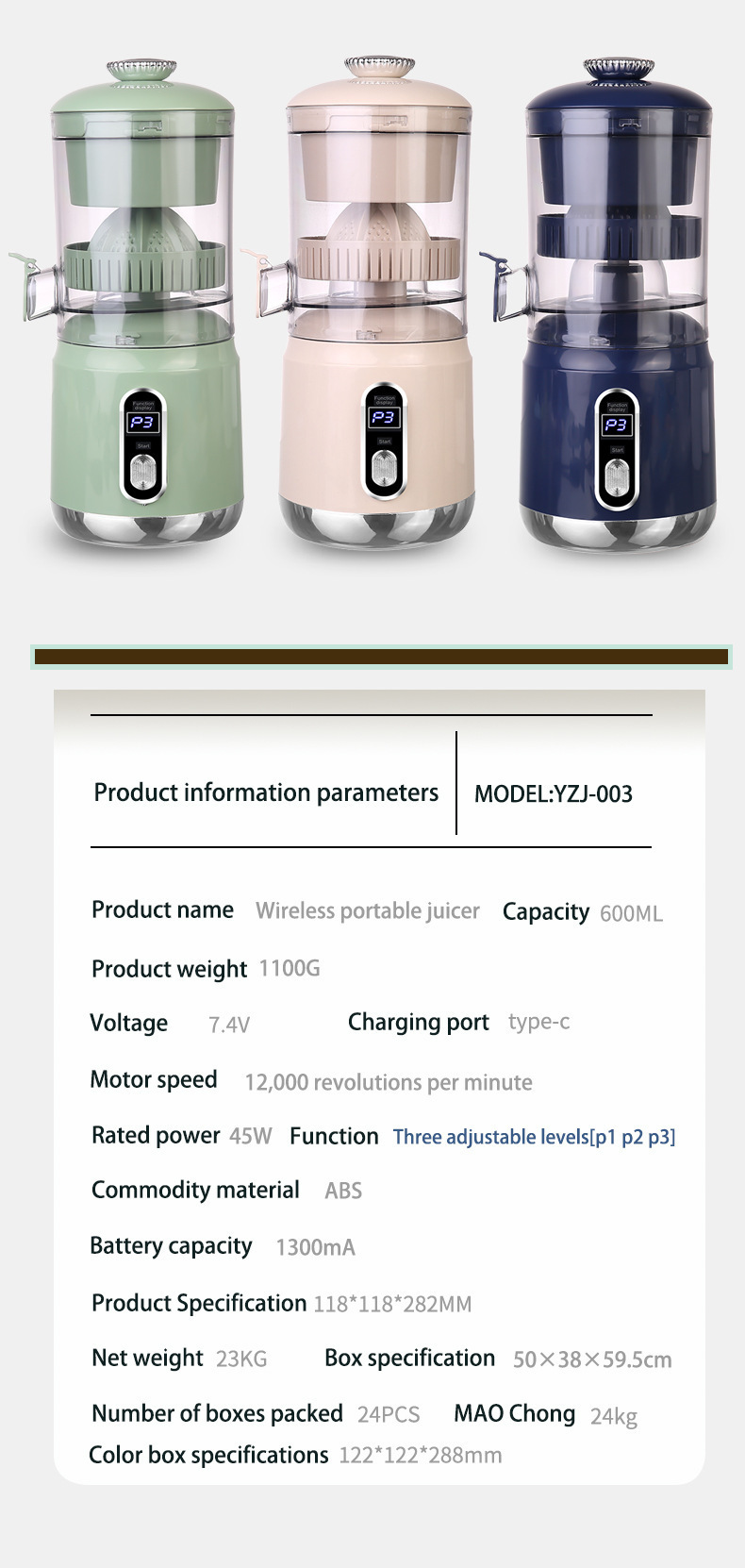 Spremiagrumi elettrico portatile multifunzionale con separazione della polpa, piccolo e compatto._voghion.com