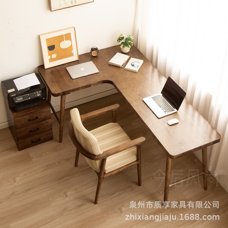 Solid Wood Corner Desk Bookshelf Combination Bedroom Home 7-Shaped Writing Desk Corner Corner Desktop Computer Desk L-Shaped Solid Wood Corner Desk Bookshelf Combination Bedroom Home 7-Shaped Writing Desk Corner Corner Desktop Computer Desk L-Shaped