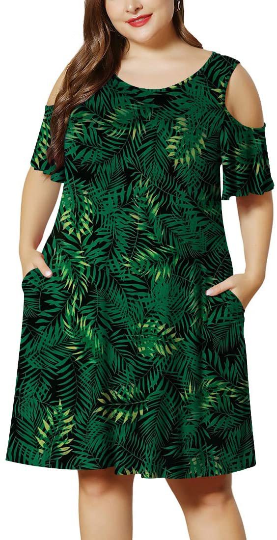 2025 primavera y verano nueva Europa y América transfronteriza Amazon AliExpress ropa de mujer cuello redondo mangas cortas hombros abiertos vestido impreso image 34